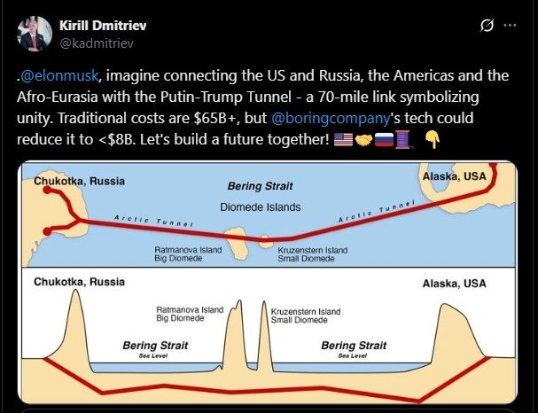 '푸틴-트럼프 해저터널' 제안 게시물