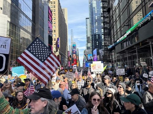 뉴욕 맨해튼 '노킹스' 시위 참가자들