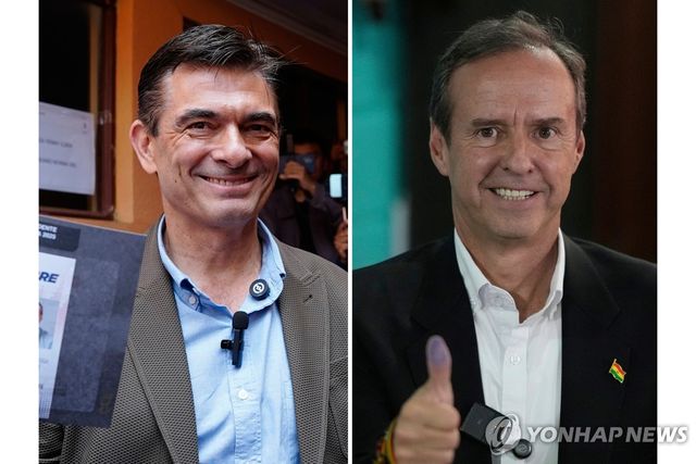 볼리비아 대선 결선에서 맞붙은 로드리고 파스 후보(왼쪽)와 호르헤 키로가 후보