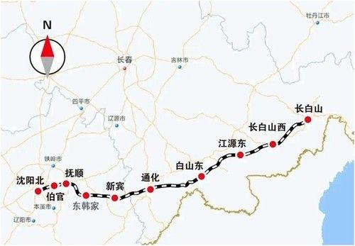 선바이(瀋白) 고속철도 노선 및 기차역