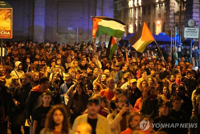 1일밤 로마에서 벌어진 이스라엘 규탄 시위