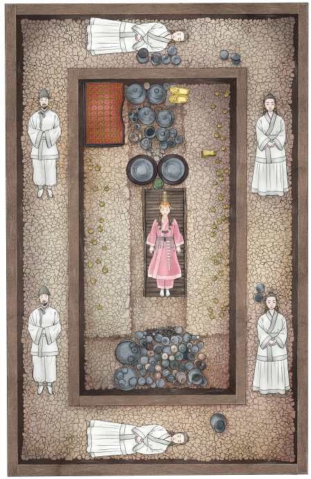 쪽샘 44호 무덤의 모습을 그린 삽화