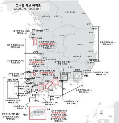 고수온 특보 해역도