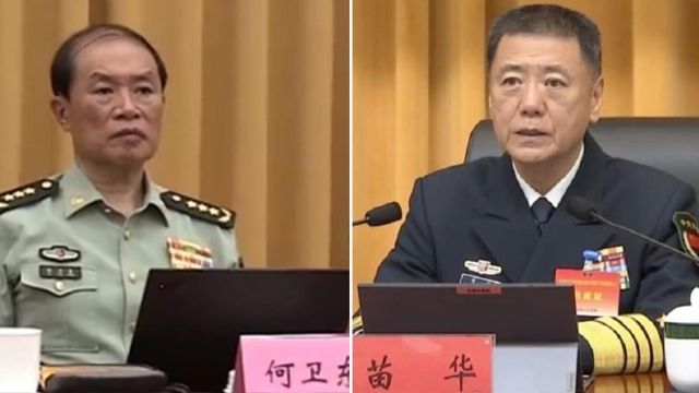 허웨이둥 중국 중앙군사위원회 부주석(왼쪽)과 먀오화 중앙군사위 정치공작부 주임