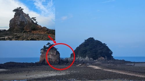 태안 할미·할아비바위 중 할아비바위 측면 붕괴