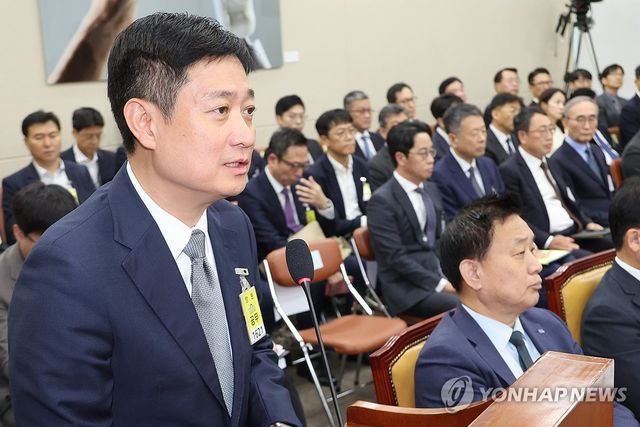 답변하는 홍범식 LGU+ 대표이사