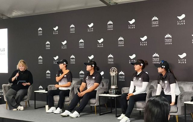 22일 기자회견에 참석한 최혜진, 고진영, 유해란, 김효주(오른쪽부터).