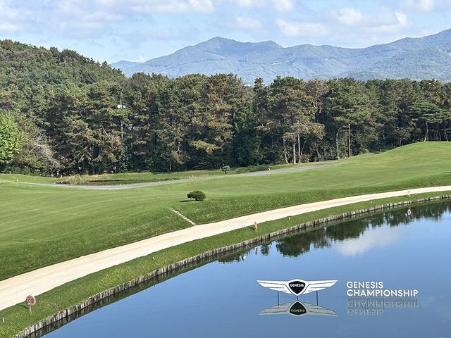 우정힐스 컨트리클럽 18번 홀 전경