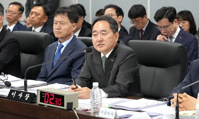 국정감사 질의에 답변하는 김태현 국민연금공단 이사장