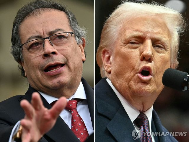 구스타보 페트로 콜롬비아 대통령(왼쪽)과 도널드 트럼프 미국 대통령