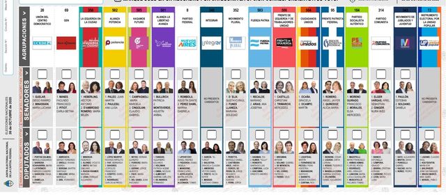 아르헨티나 중간선거 투표용지 예시
