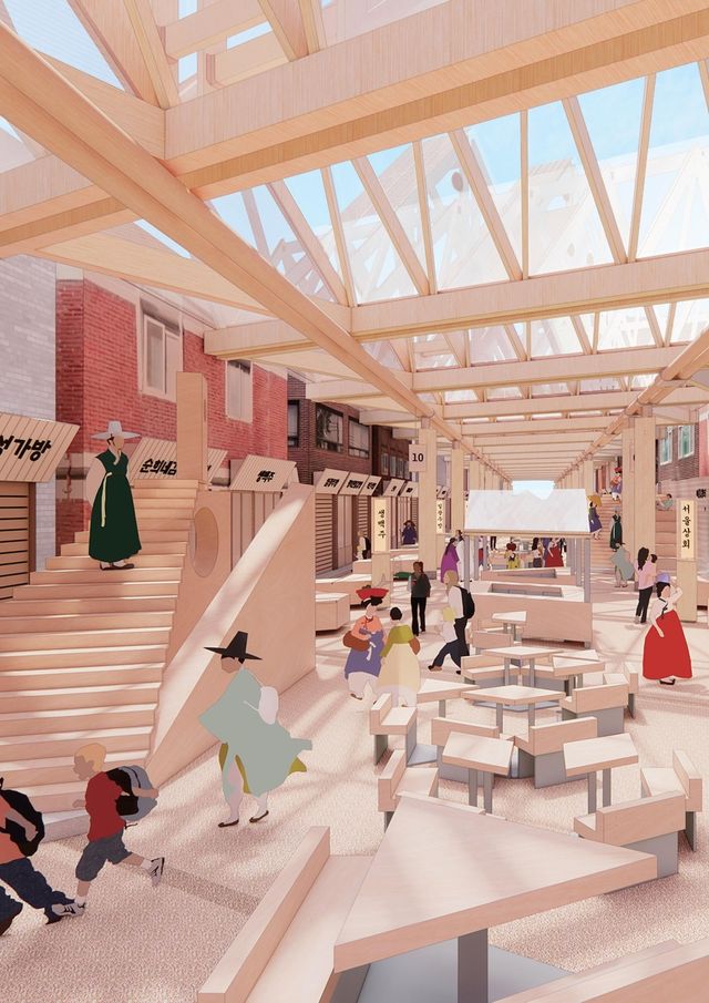 신중앙시장 디자인 혁신사업 조감도(내부)