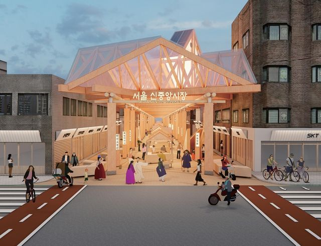 신중앙시장 디자인 혁신사업 조감도(출입구)