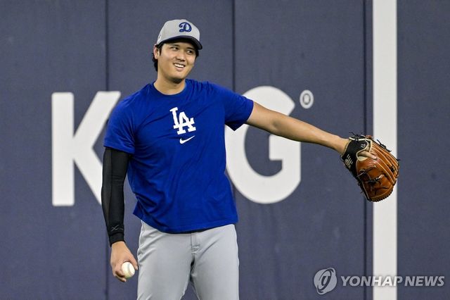 월드시리즈 4차전 선발 등판을 준비하는 오타니