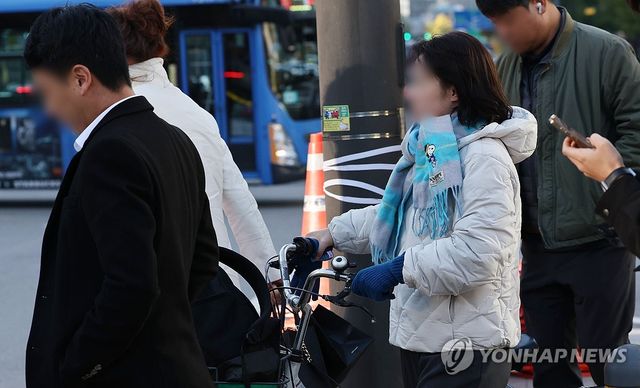 초겨울 추위 속 출근길