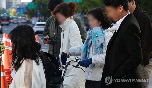 초겨울 추위 속 출근길