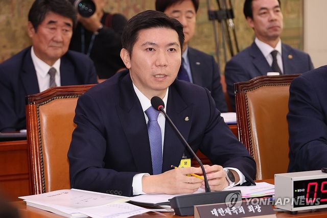 답변하는 유승민 대한체육회장