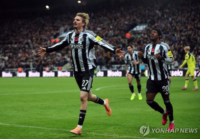 뉴캐슬 닉 볼테마데의 골 세리머니