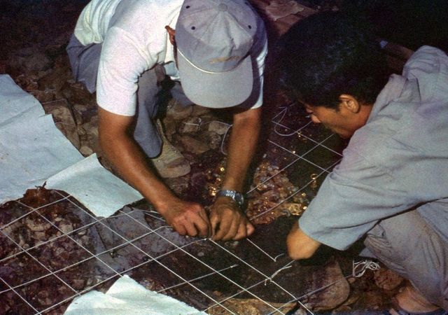 1973년 금관 발굴 당시 모습 