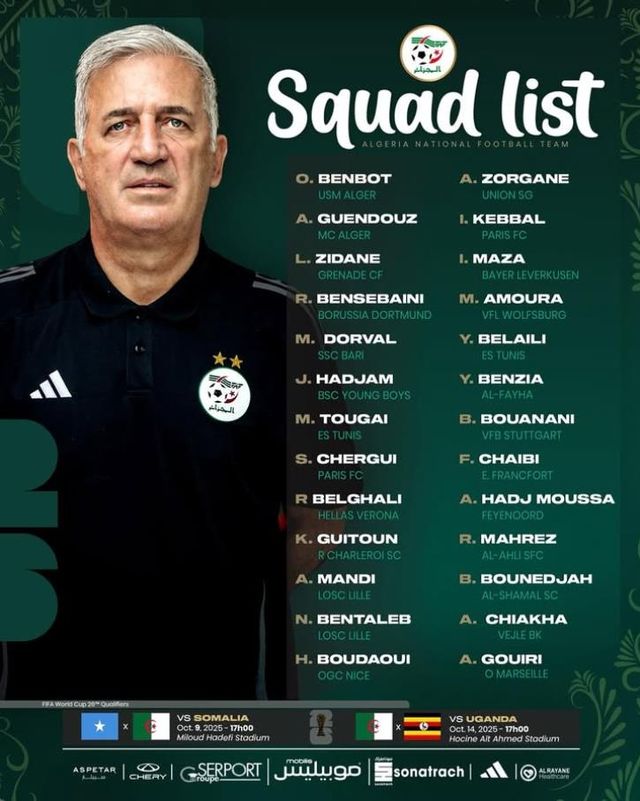알제리 축구대표팀 소집 명단.