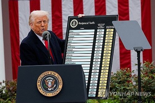 상호관세 발표하는 트럼프 미국 대통령