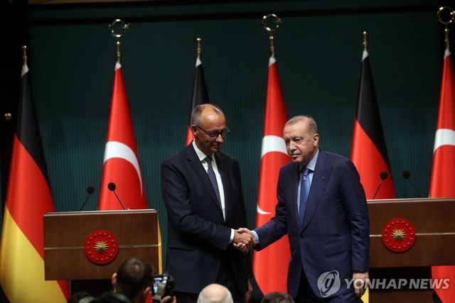 악수하는 독일-튀르키예 정상