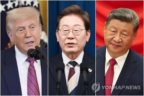 도널드 트럼프 미국 대통령·이재명 대통령·시진핑 중국 국가주석(왼쪽부터)