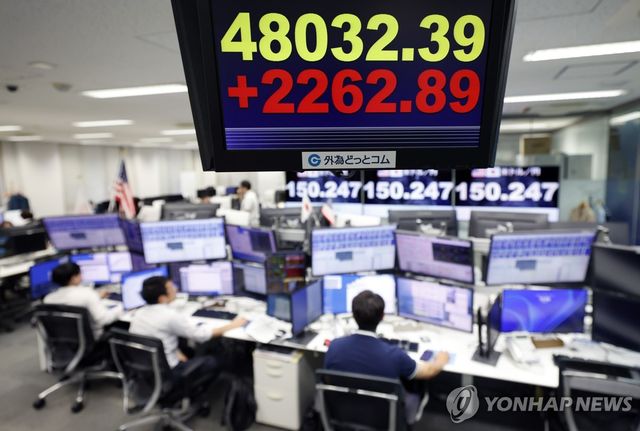 6일 일본 닛케이지수 현황판