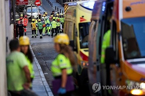 마드리드 공사 건물 붕괴 현장 주변