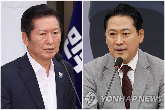 정청래 더불어민주당 대표(왼쪽)와 장동혁 국민의힘 대표