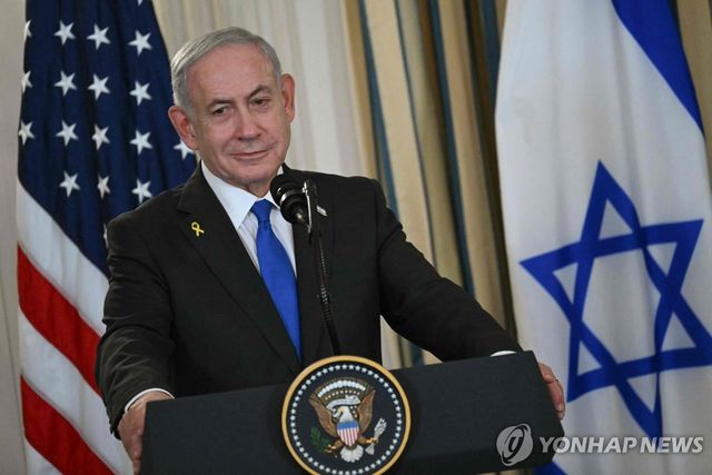 9월29일(현지시간) 백악관에서 트럼프 대통령과 공동 기자회견에 나선 네타냐후 총리