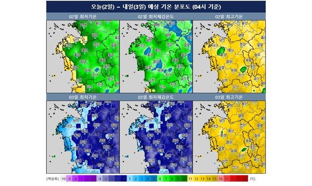 예상 기온 분포도
