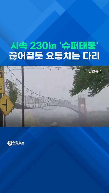 [쇼츠] 시속 230㎞ '슈퍼태풍'…끊어질듯 요동치는 현수교 - 2