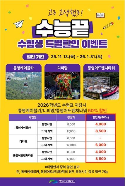 통영관광개발공사, 수험생 할인