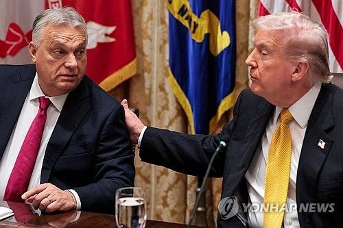 지난 7일 만난 도널드 트럼프 미국 대통령(우)과 오르반 빅토르 헝가리 총리