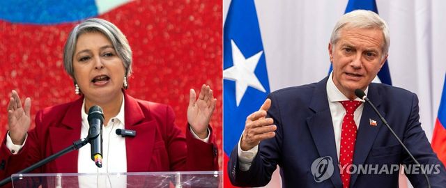 칠레 대선에 출마한 히아네트 하라 후보(왼쪽)와 호세 안토니오 카스트 후보