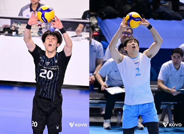 현대캐피탈 세터 이준협(왼쪽)과 대한항공 세터 한선수