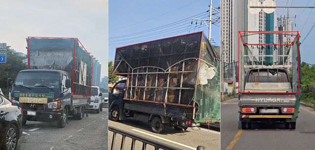 단속에 적발된 불법 개조 화물차 