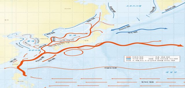 동절기 해류 모식도