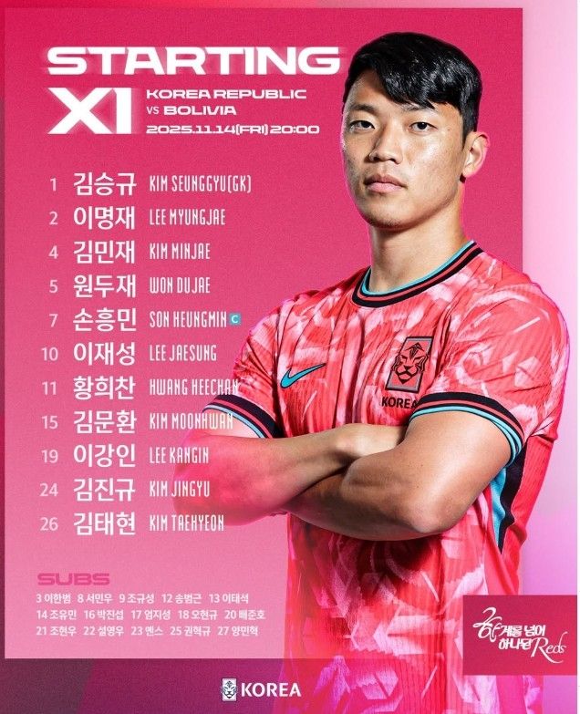 볼리비아전 선발 명단