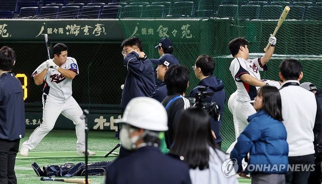 일본과 평가전 앞두고 구슬땀 흘리는 야구대표팀