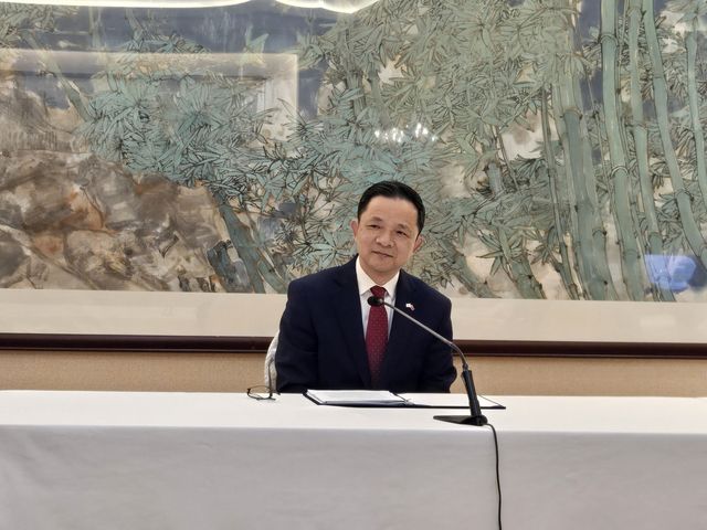 기자간담회서 발언하는 다이빙 주한중국대사