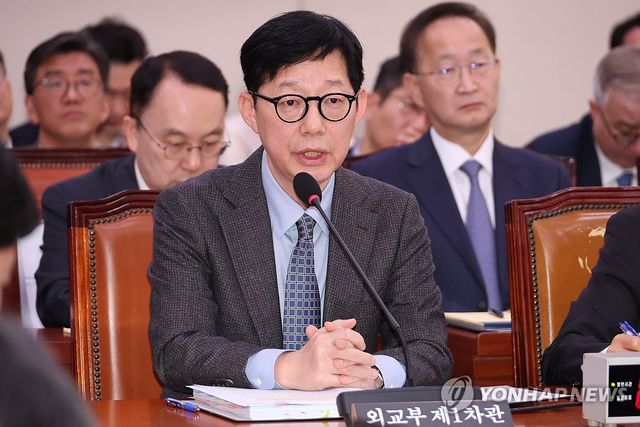 팩트시트 관련 질의에 답하는 박윤주 외교1차관