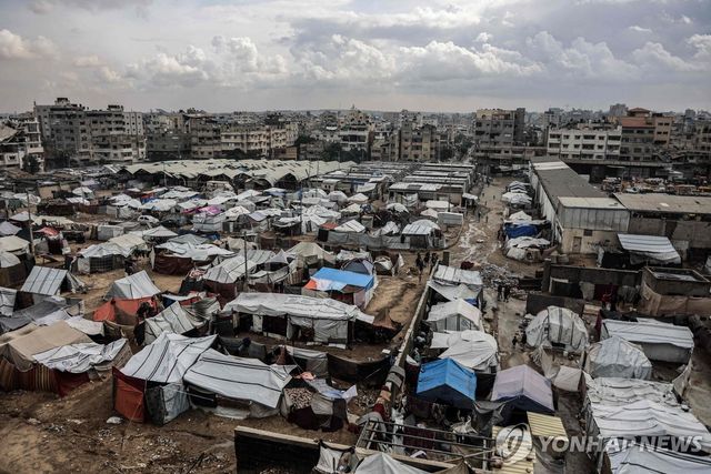 14일(현지시간) 가자시티의 피란민 캠프