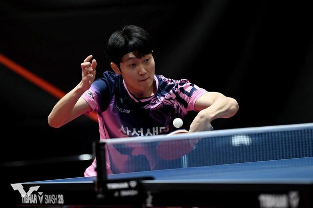 WTT 시리즈에 나선 삼성생명 조대성의 경기 장면