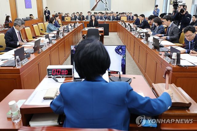 의사봉 두드리는 최민희 위원장