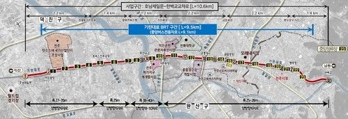 기린대로 간선급행버스체계(BRT) 구축사업 위치도