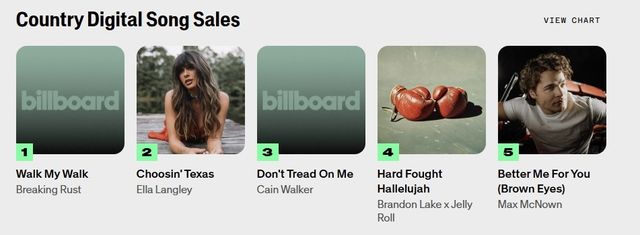 빌보드 '컨트리 디지털 송 세일즈' 차트