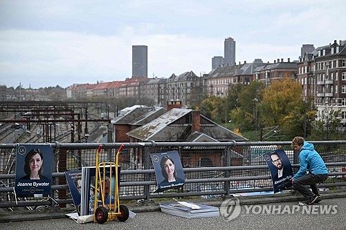 덴마크 코펜하겐 시장 후보들의 선거 벽보 