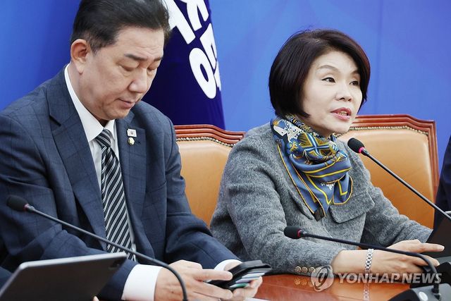 발언하는 한정애 정책위의장